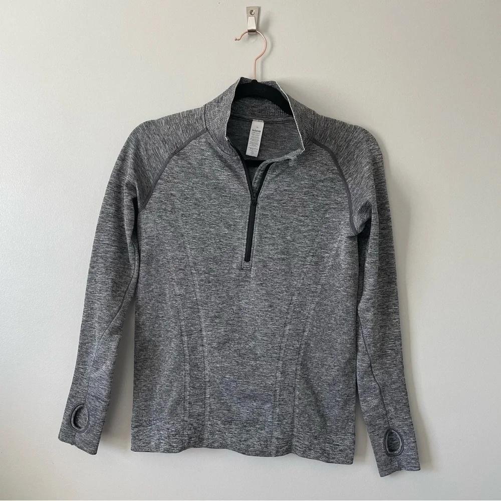 Ivivva Quarter Zip lightweight nylon blend running jacket grey size 14 girls